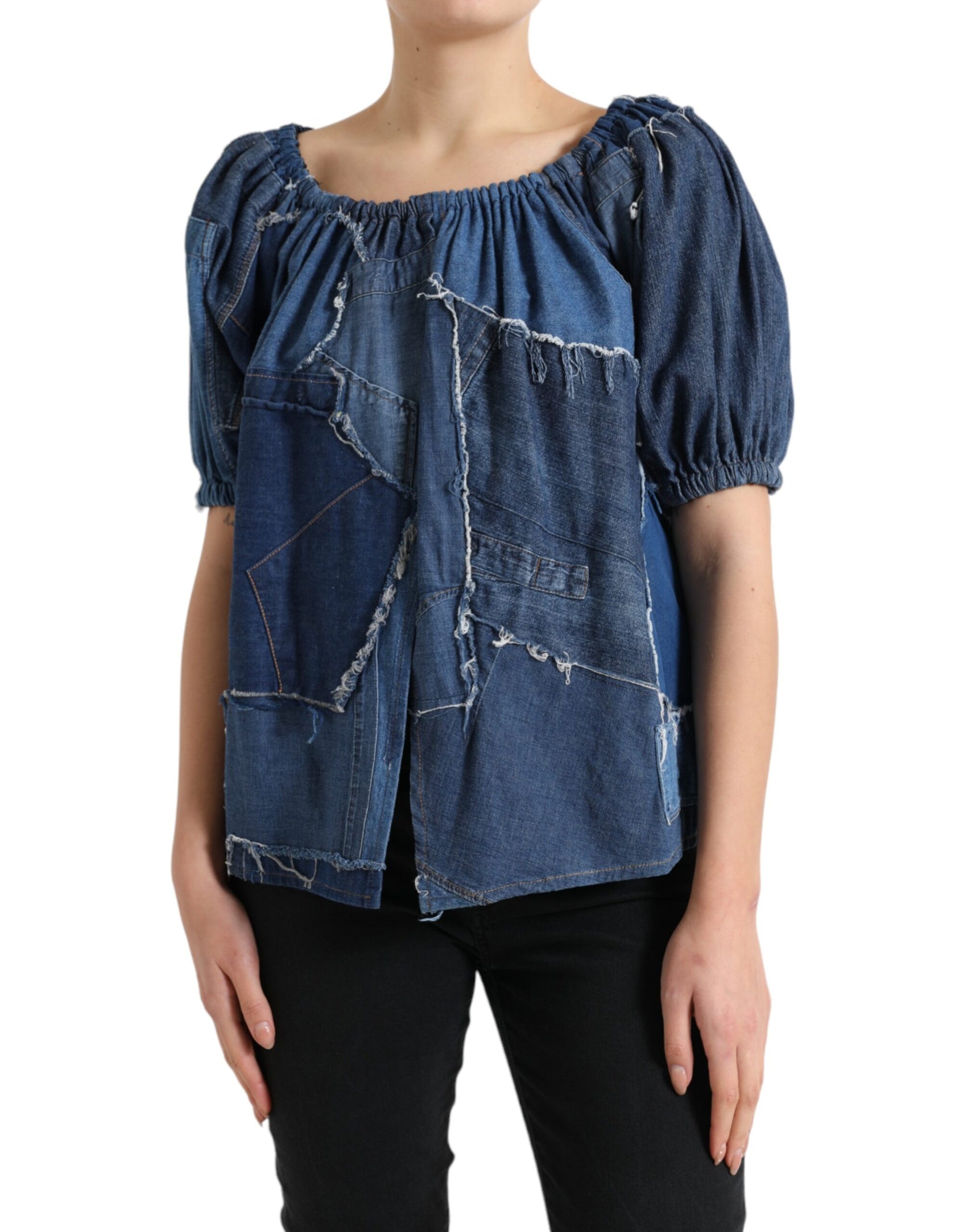 Elegante camicetta in cotone denim