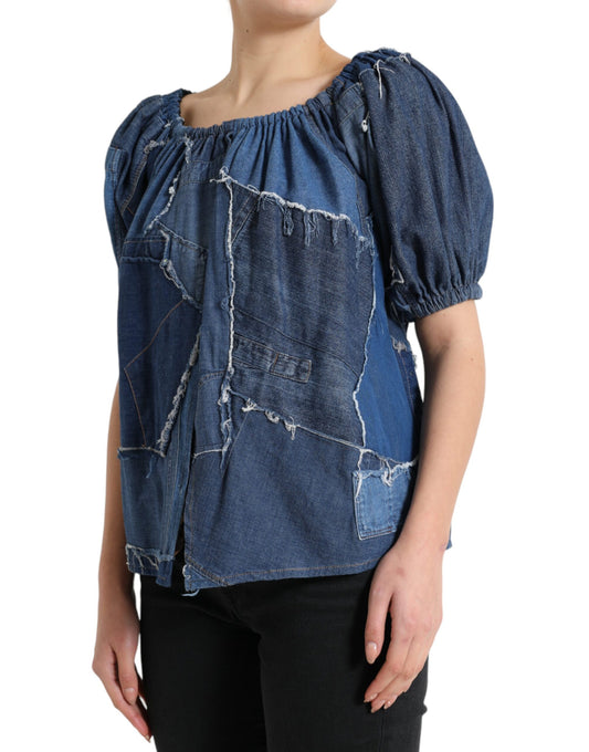 Elegante camicetta in cotone denim