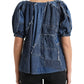 Elegante camicetta in cotone denim