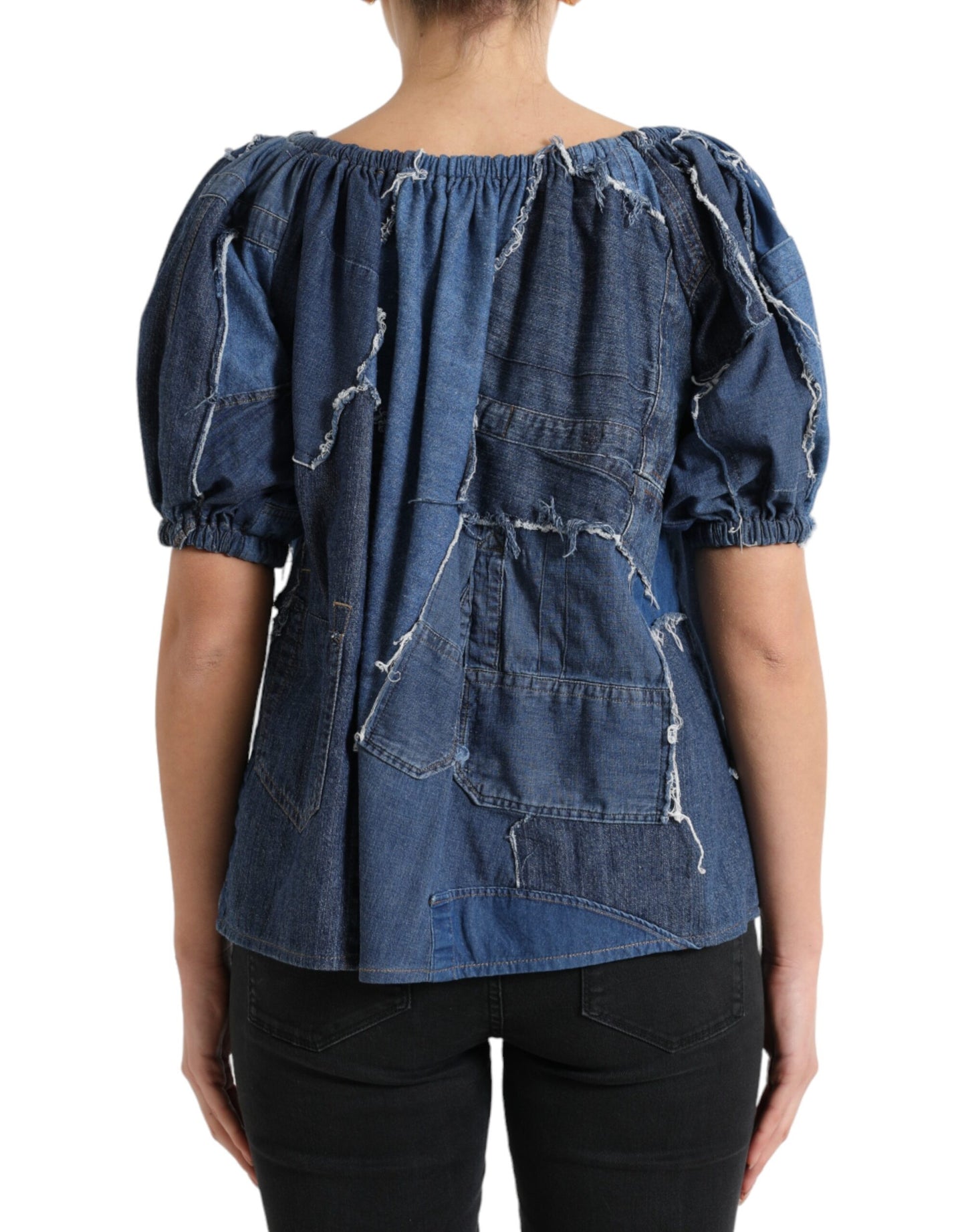 Elegante camicetta in cotone denim