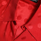 Elegante camicetta senza maniche in seta a pois