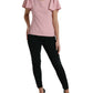 Top elegante rosa con maniche a campana