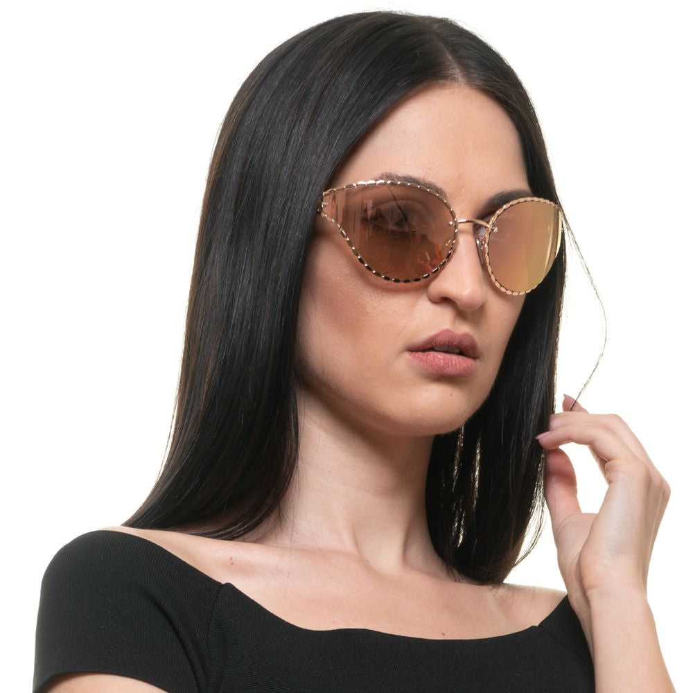 Rose Gold Oval Mirrored Sunglasses