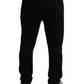 Eleganti jogger in cotone nero con ricamo del logo