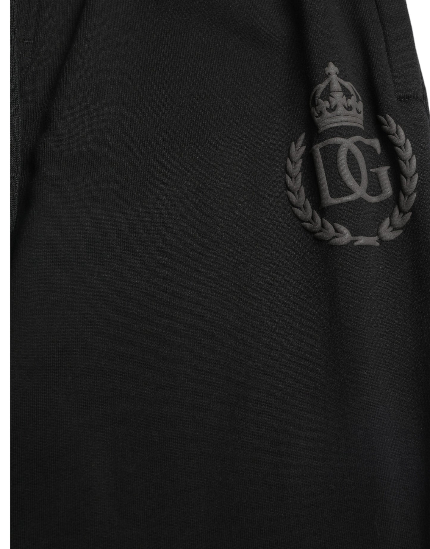 Eleganti jogger in cotone nero con ricamo del logo