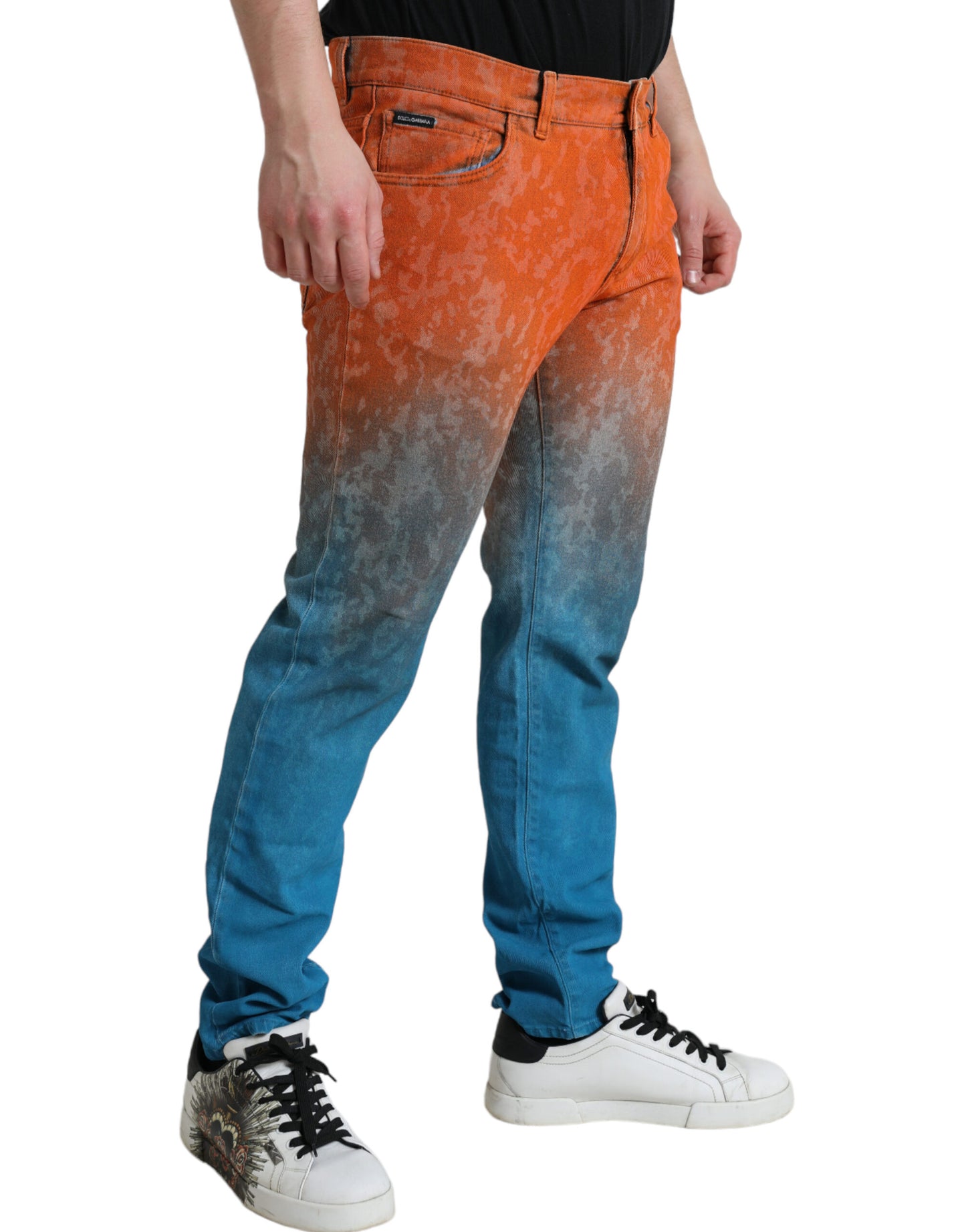 Jeans skinny in denim con effetto sfumato ed eleganti