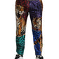 Jeans larghi in denim con stampa tigre multicolore
