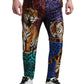Jeans larghi in denim con stampa tigre multicolore