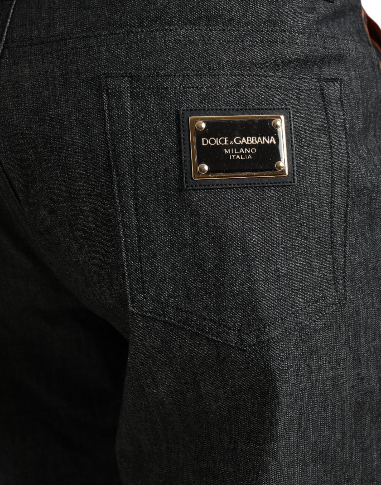 Jeans larghi in denim con stampa tigre multicolore