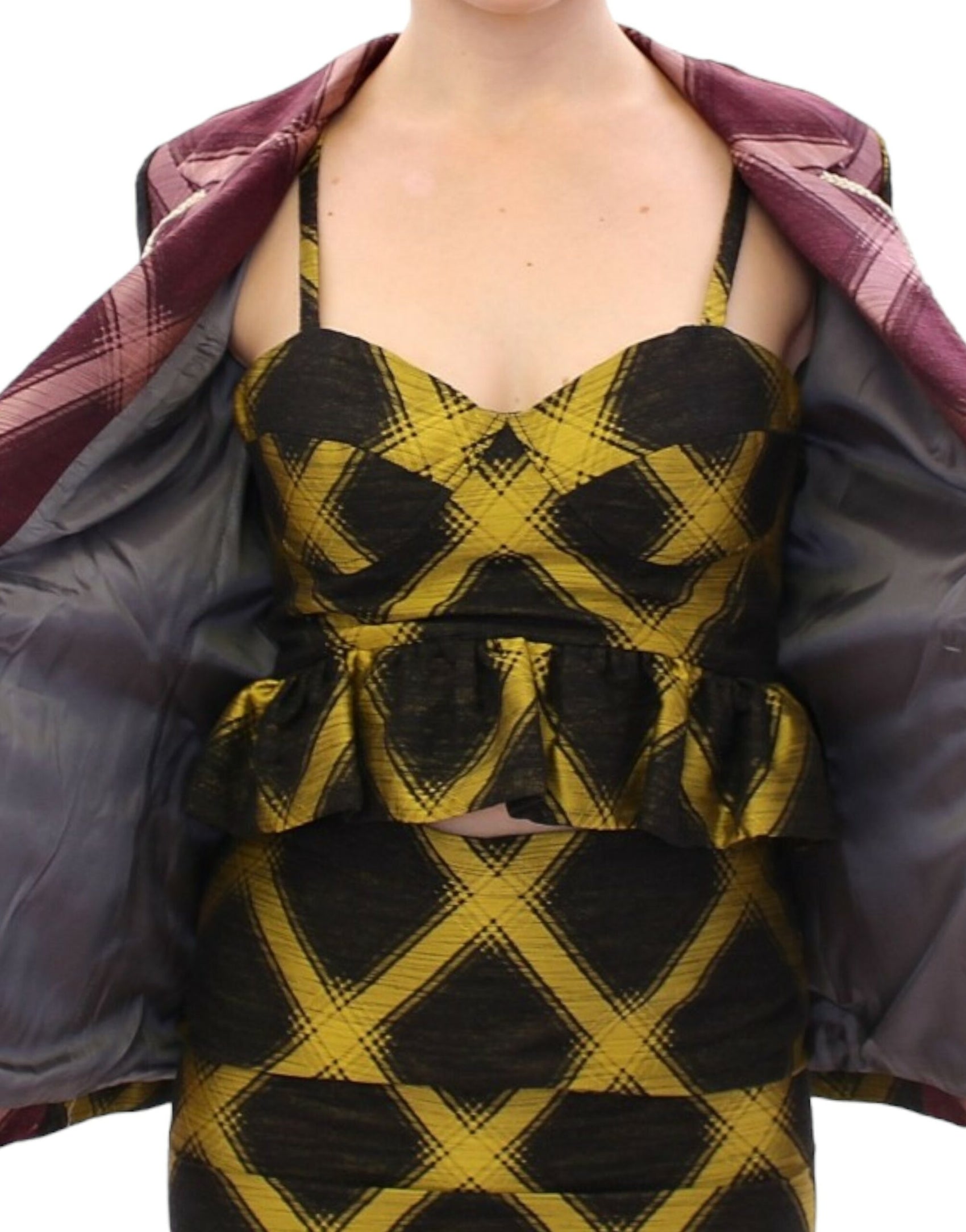 Blazer elegante a quadri viola