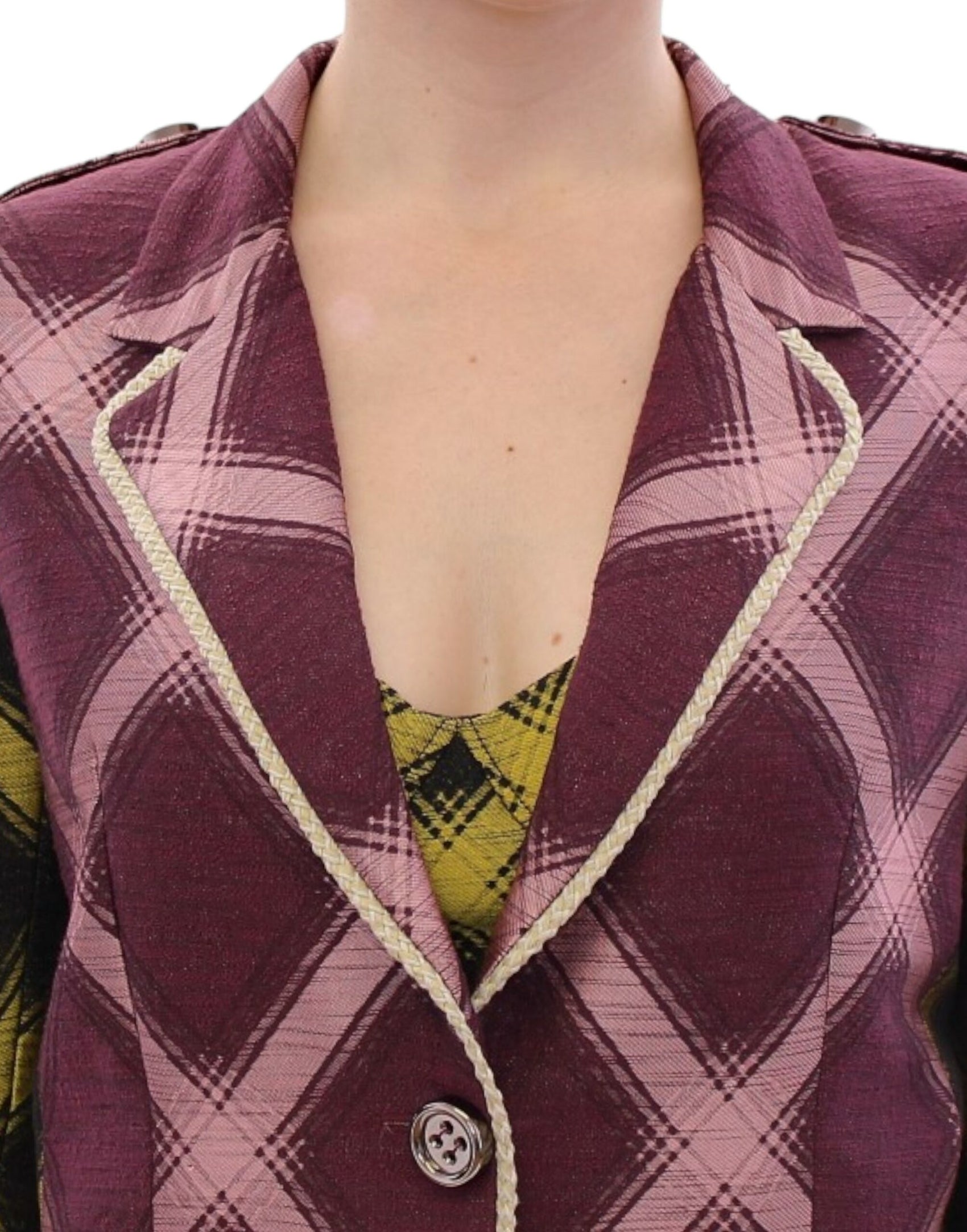 Blazer elegante a quadri viola