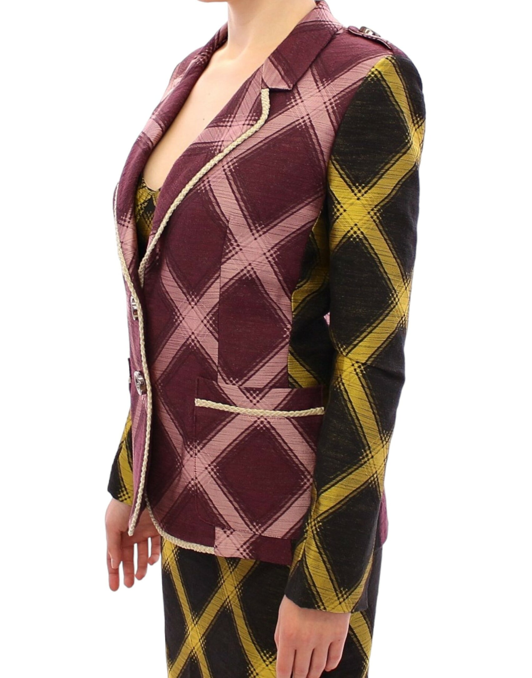 Blazer elegante a quadri viola
