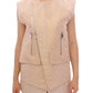 Exquisite Beige Brocade Sleeveless Jacket Vest