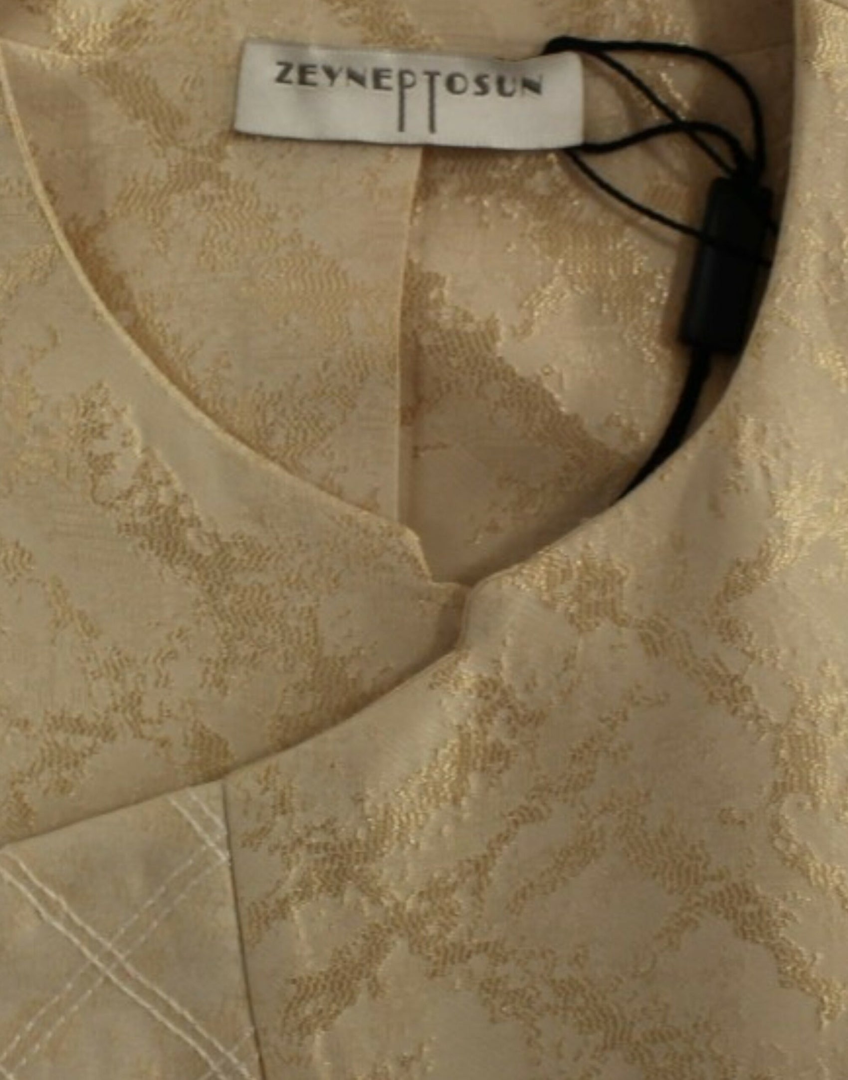 Exquisite beige Brokat-Ärmellose Jacke Weste