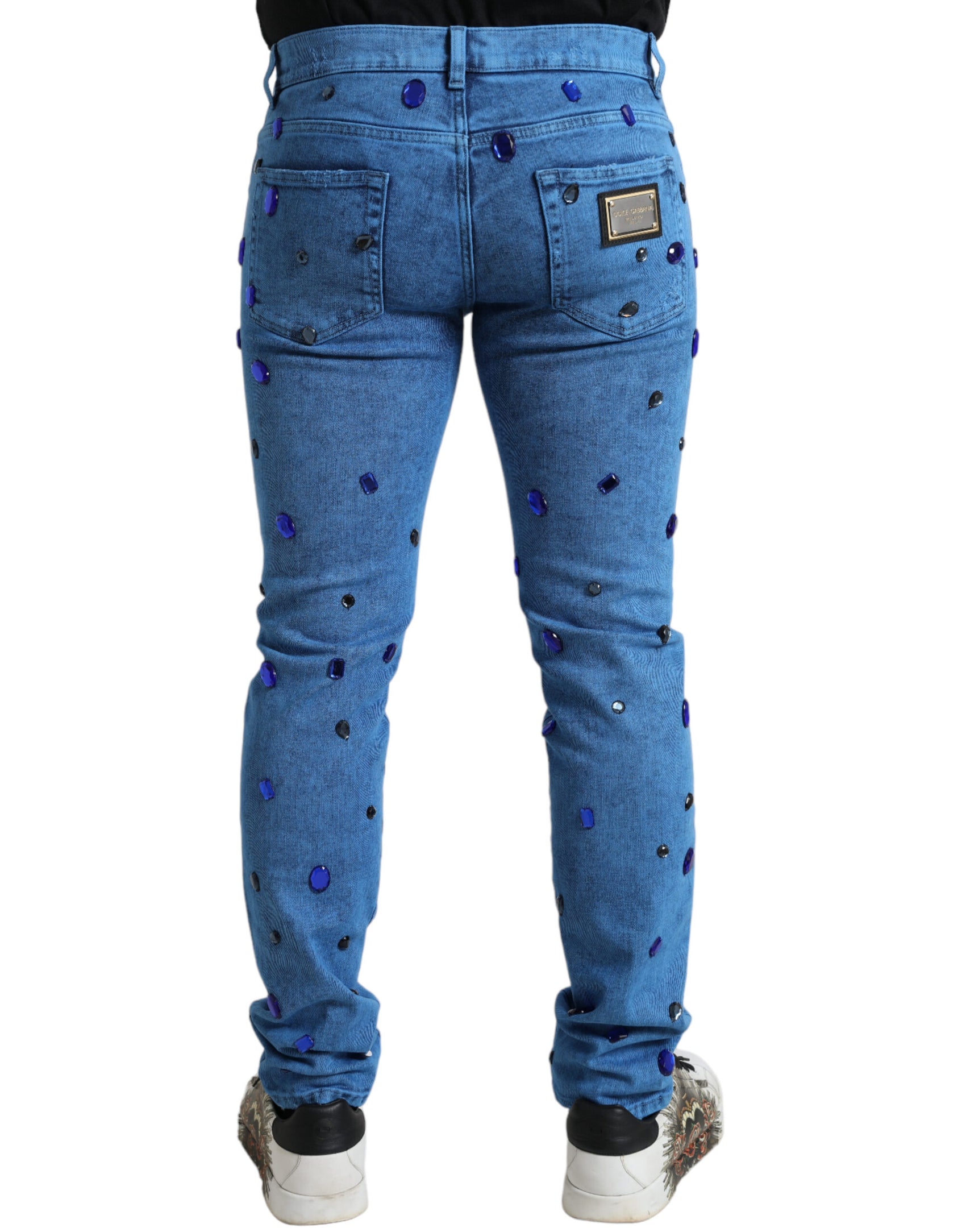 Skinny-Jeans mit Kristallverzierung