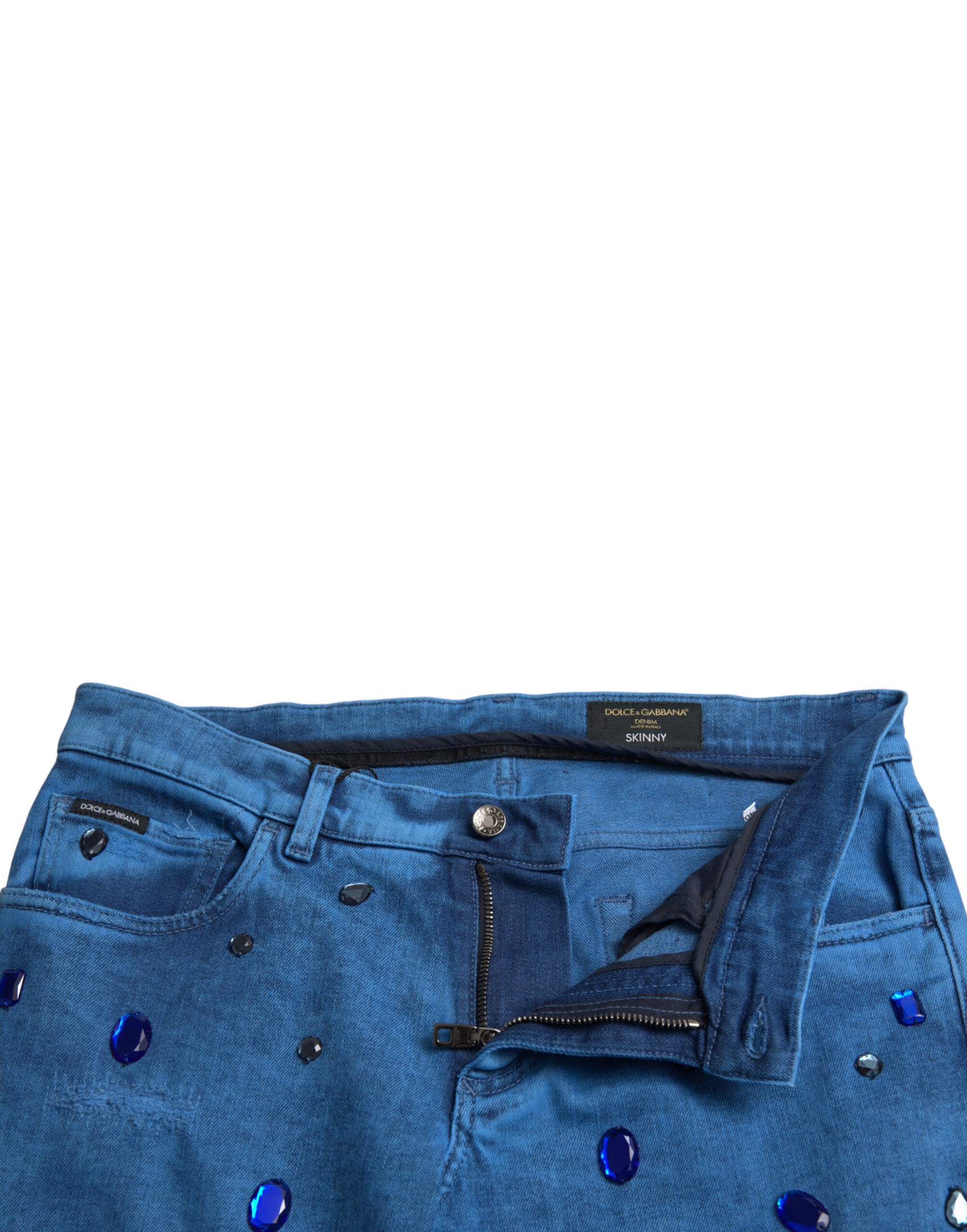 Skinny-Jeans mit Kristallverzierung