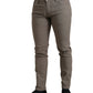 Elegante braune Skinny-Hose aus Baumwoll-Stretch