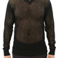 Eleganter dunkelgrüner Strickpullover mit V-Ausschnitt