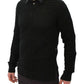 Eleganter dunkelgrüner Strickpullover mit V-Ausschnitt