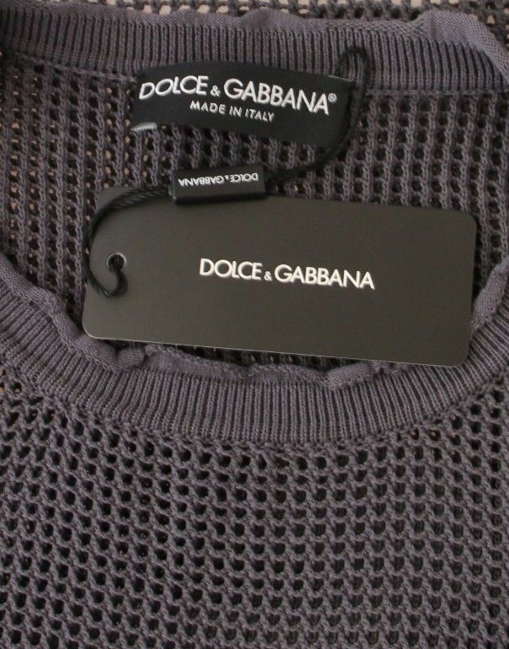 Eleganter Rundhals-Netzpullover in Hellviolett