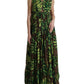 Dolce & Gabbana Green Banana Leaf Sleeveless Long Maxi Dress