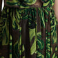 Dolce & Gabbana Green Banana Leaf Sleeveless Long Maxi Dress