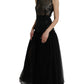 Dolce & Gabbana Black Sequined Sleeveless Mesh Layered Gown Dress