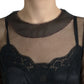 Dolce & Gabbana Black Floral Embroidery Mesh Tulle Gown Dress
