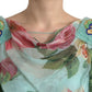 Dolce & Gabbana Blue Floral Print Tiered Long Maxi Dress