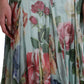Dolce & Gabbana Blue Floral Print Tiered Long Maxi Dress