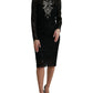 Dolce & Gabbana Black Lace Crystal Embellished Sheath Dress