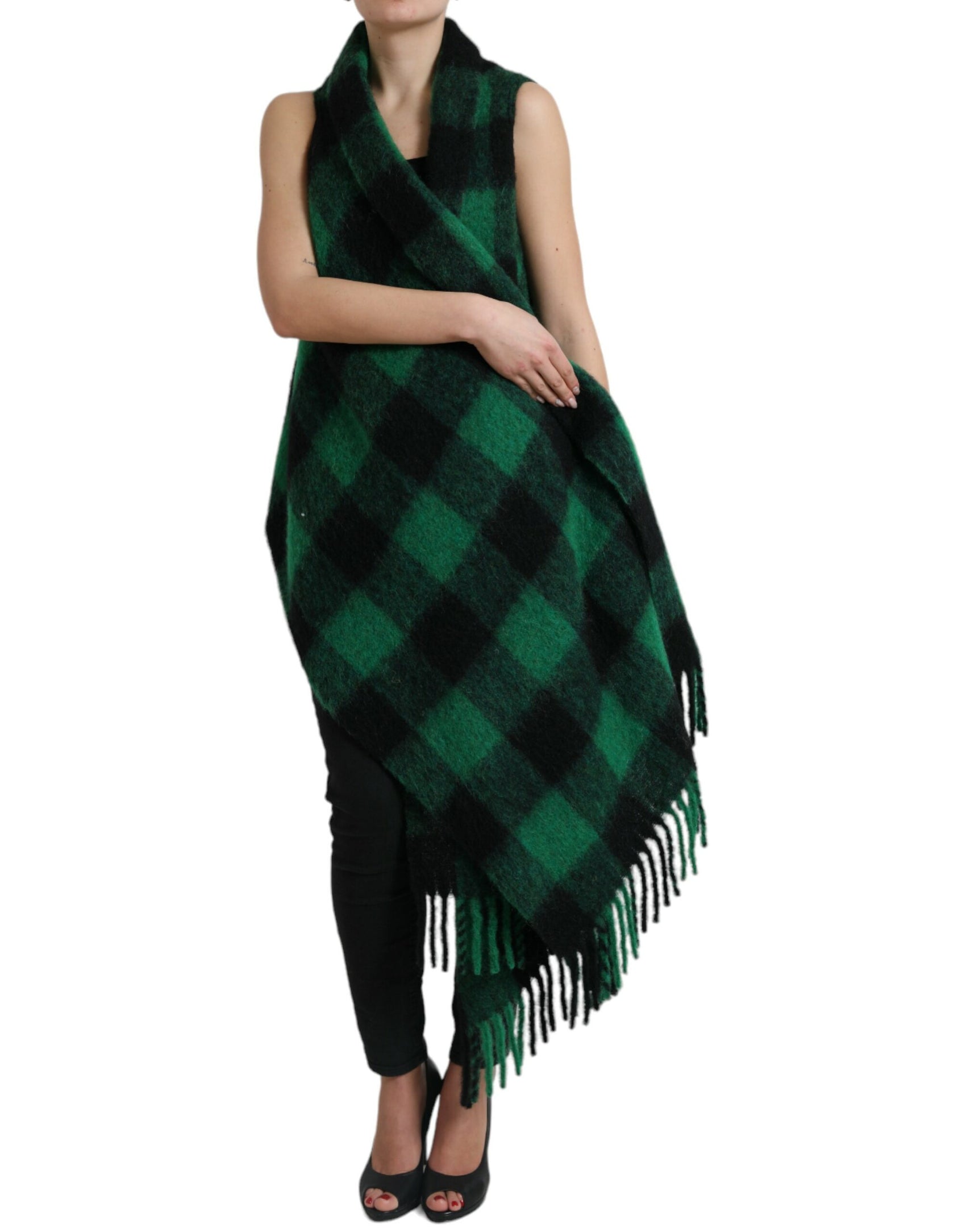 Elegante giacca poncho a quadri