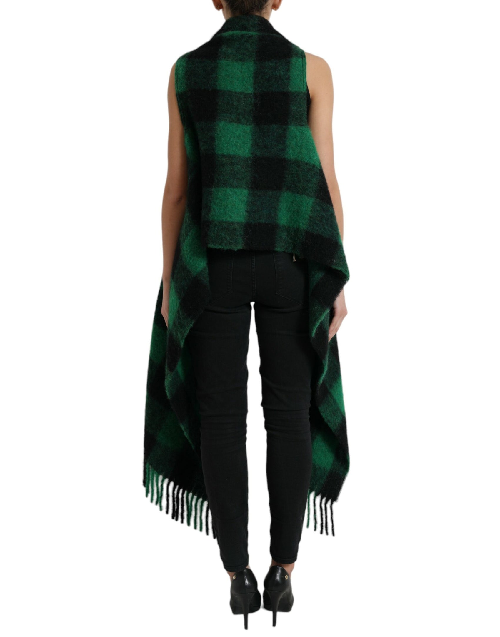 Elegante giacca poncho a quadri