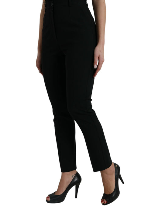 Pantaloni eleganti in lana affusolati a vita alta