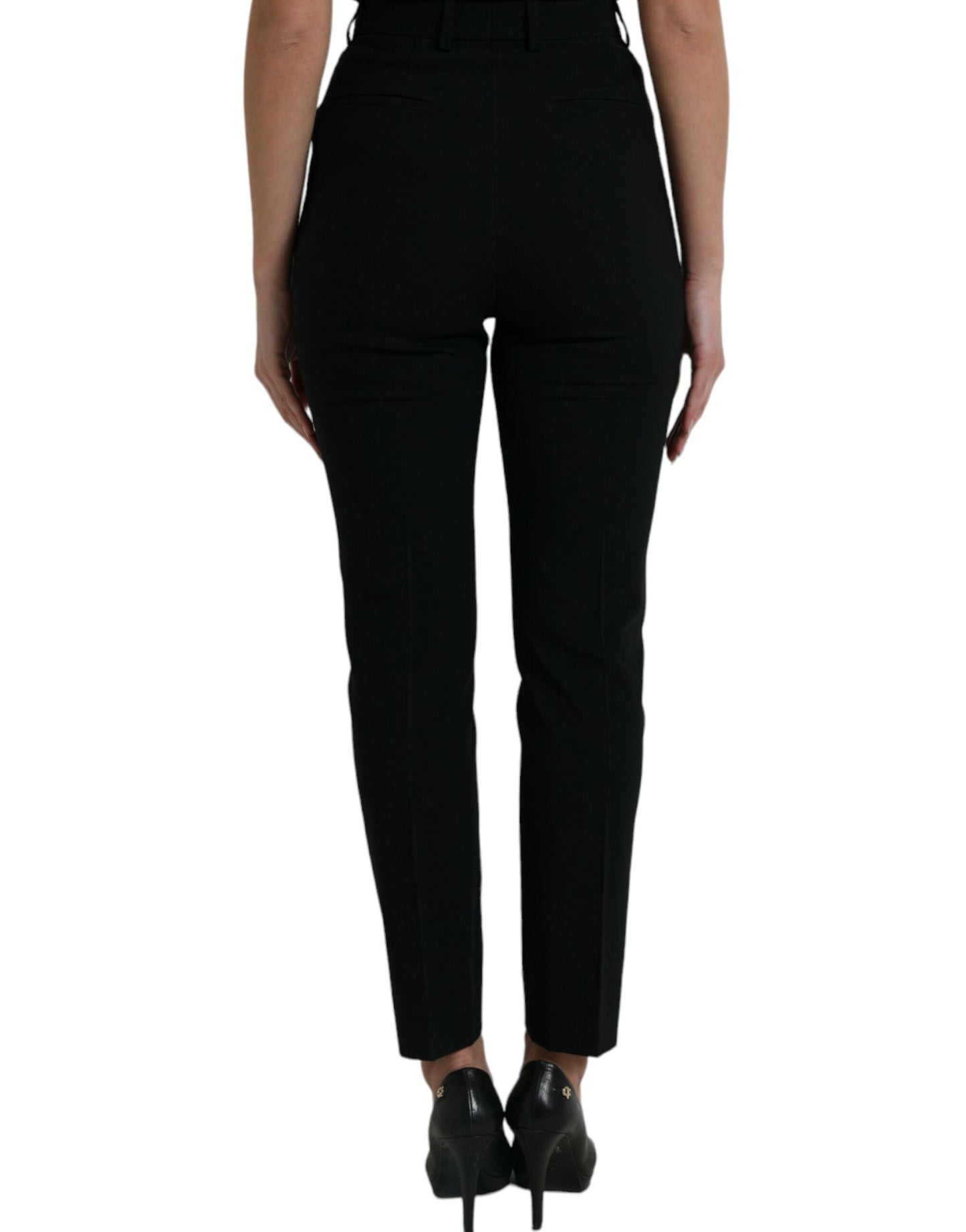 Pantaloni eleganti in lana affusolati a vita alta