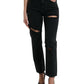Eleganti jeans elasticizzati neri a vita alta