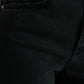 Eleganti jeans elasticizzati neri a vita alta
