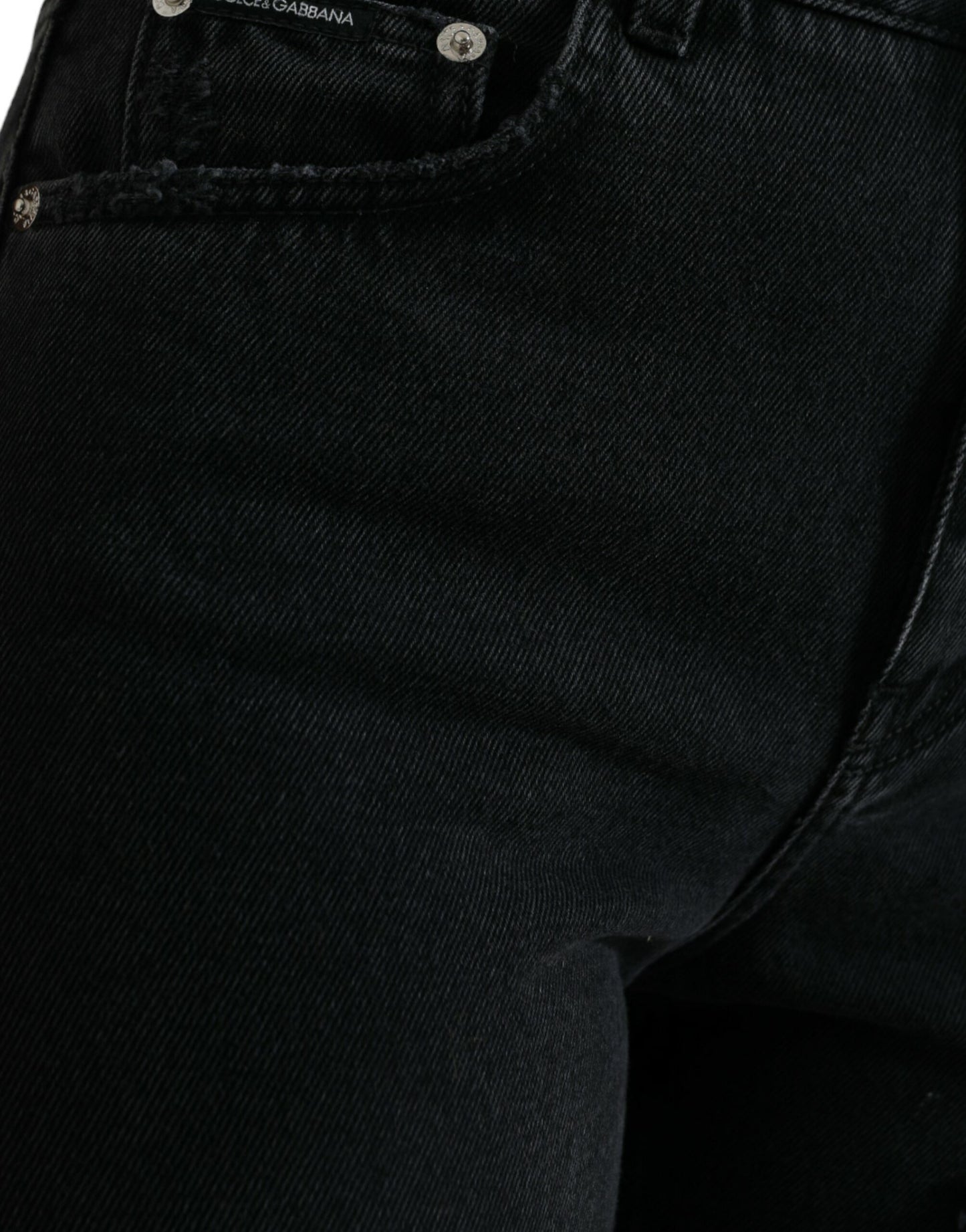 Eleganti jeans elasticizzati neri a vita alta