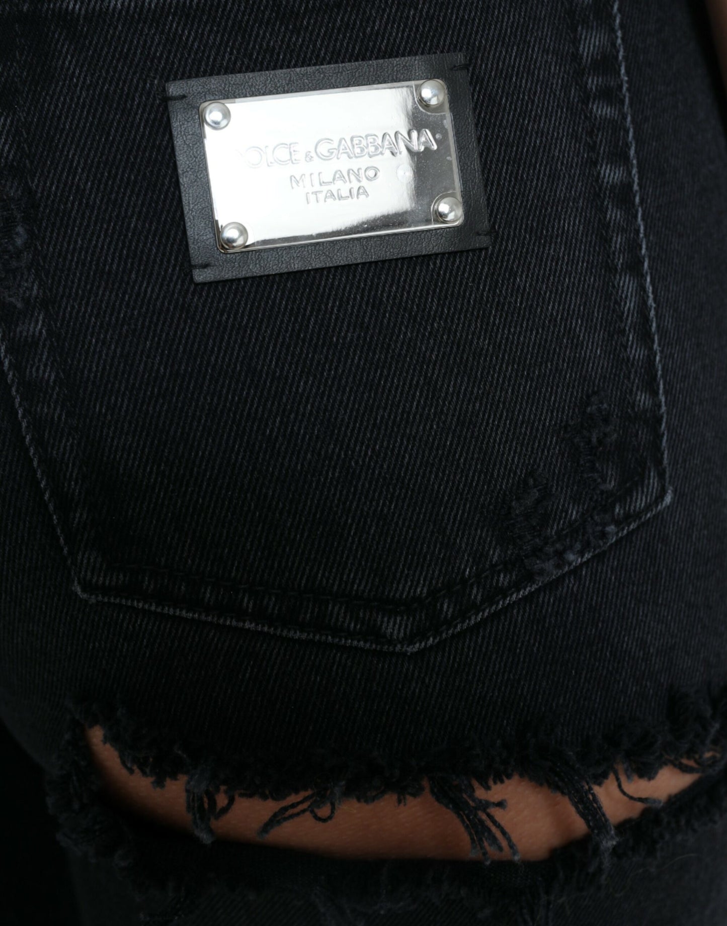 Eleganti jeans elasticizzati neri a vita alta