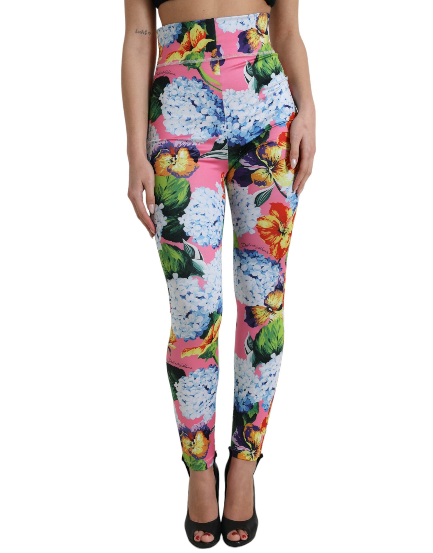 Leggings a vita alta con motivo floreale squisito