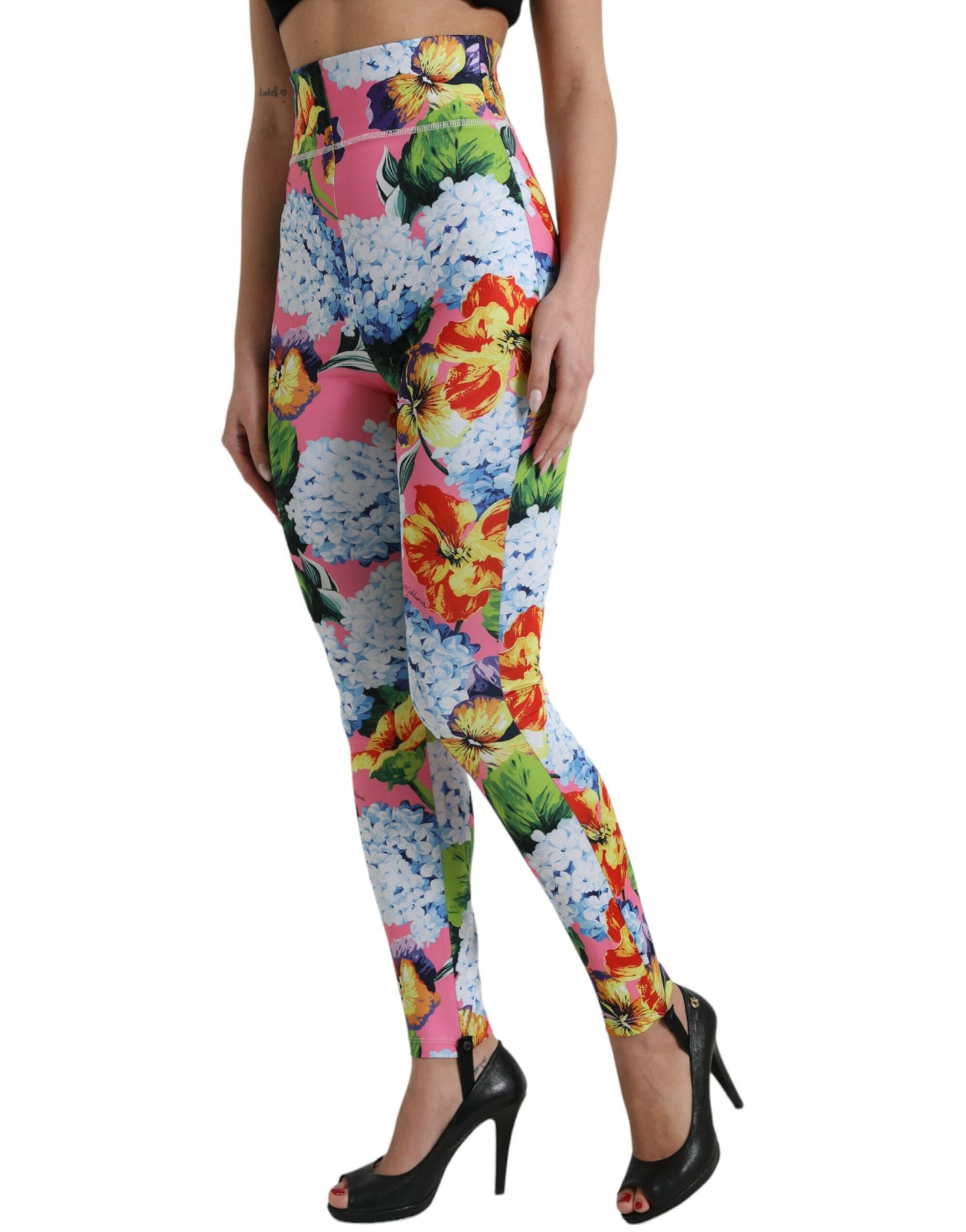 Leggings a vita alta con motivo floreale squisito