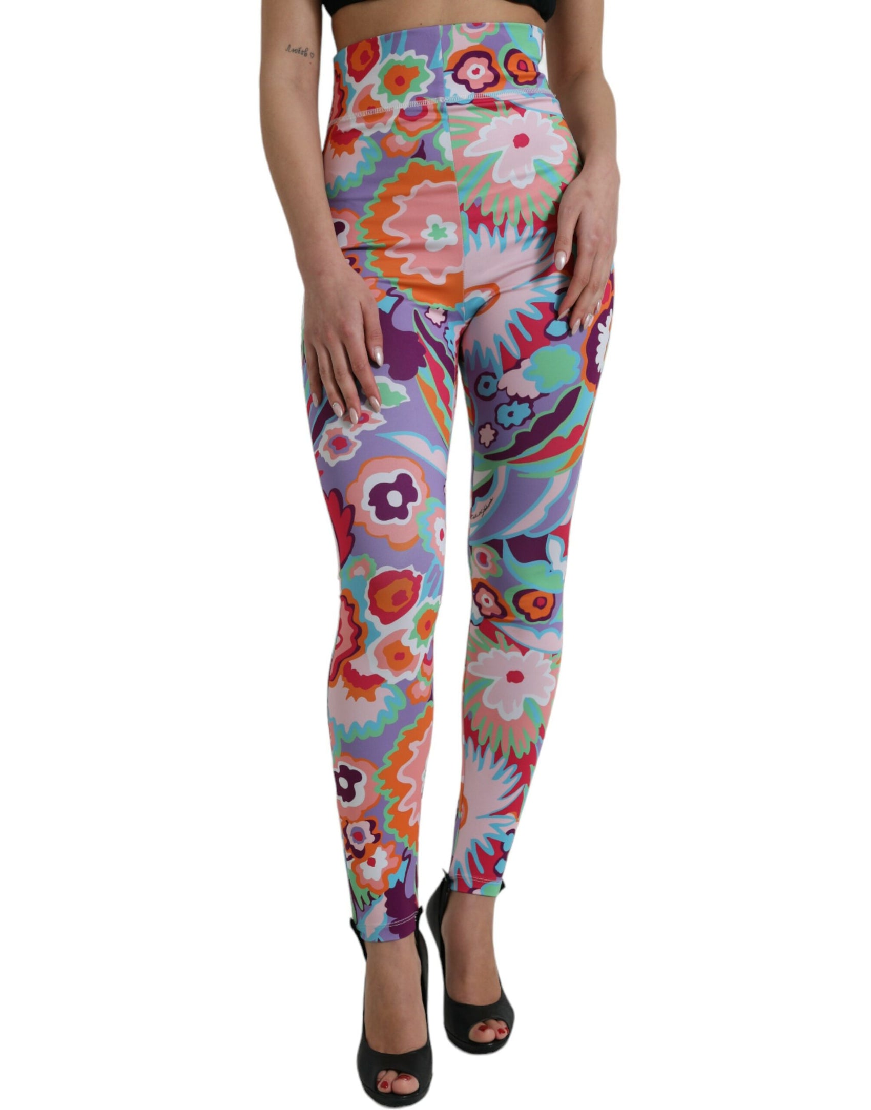 Leggings a vita alta con stampa floreale incantevole
