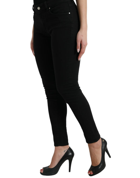 Schicke schwarze Stretchjeans mit mittlerer Taille