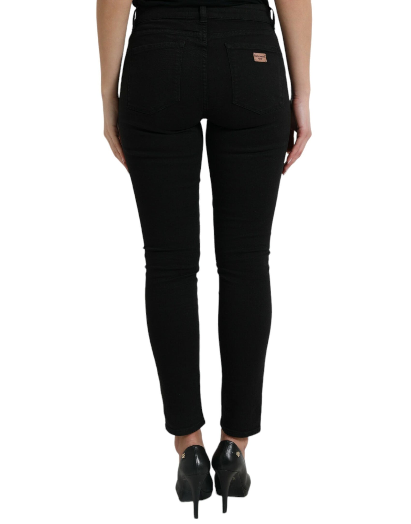 Schicke schwarze Stretchjeans mit mittlerer Taille