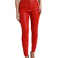 Edler High-Waist Stretch Denim in Rot