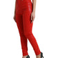 Edler High-Waist Stretch Denim in Rot