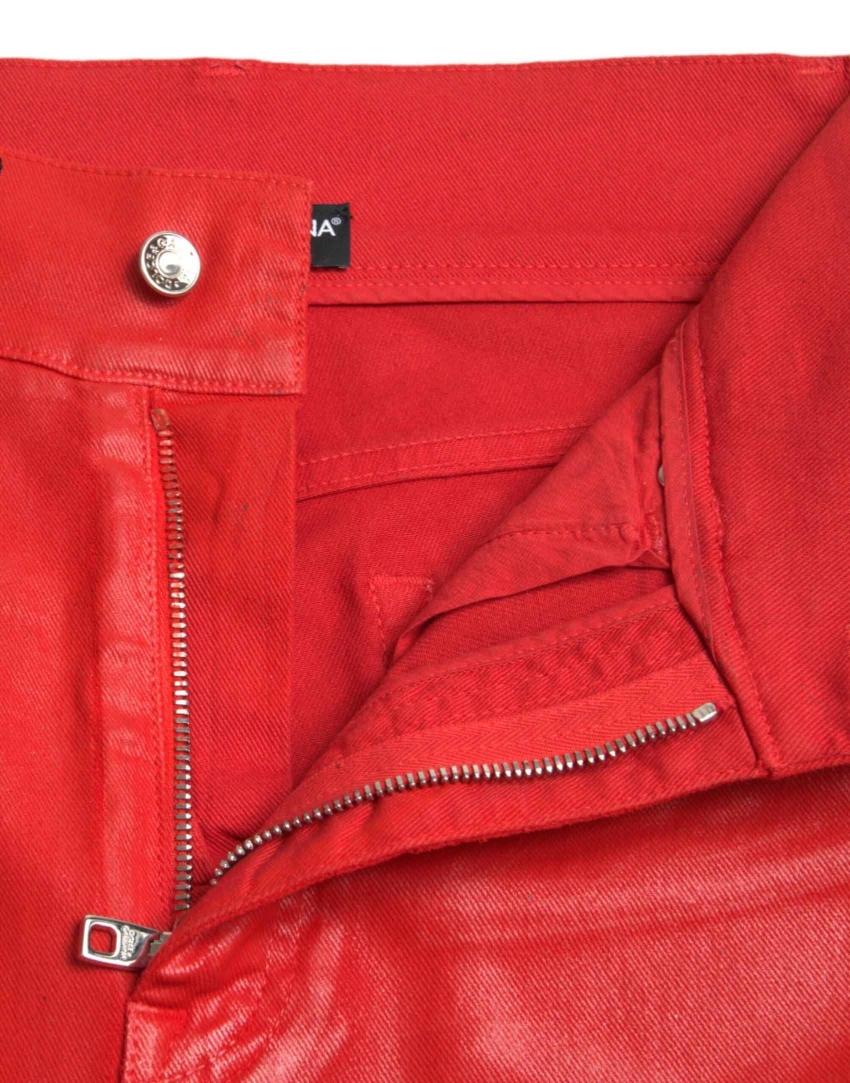 Edler High-Waist Stretch Denim in Rot