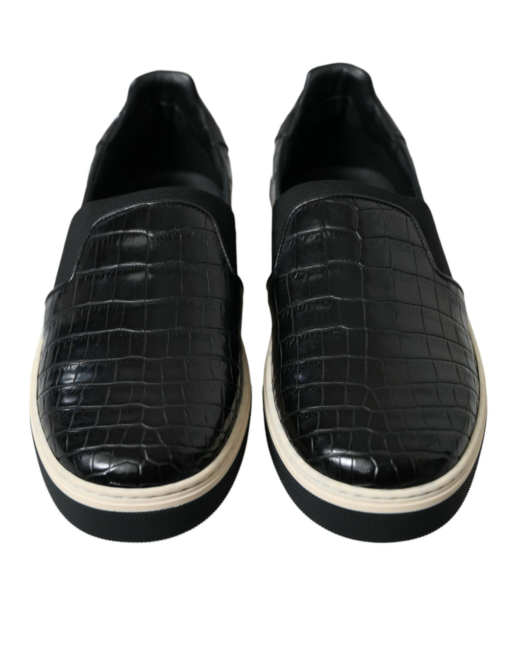 Eleganti sneakers basse in pelle di coccodrillo