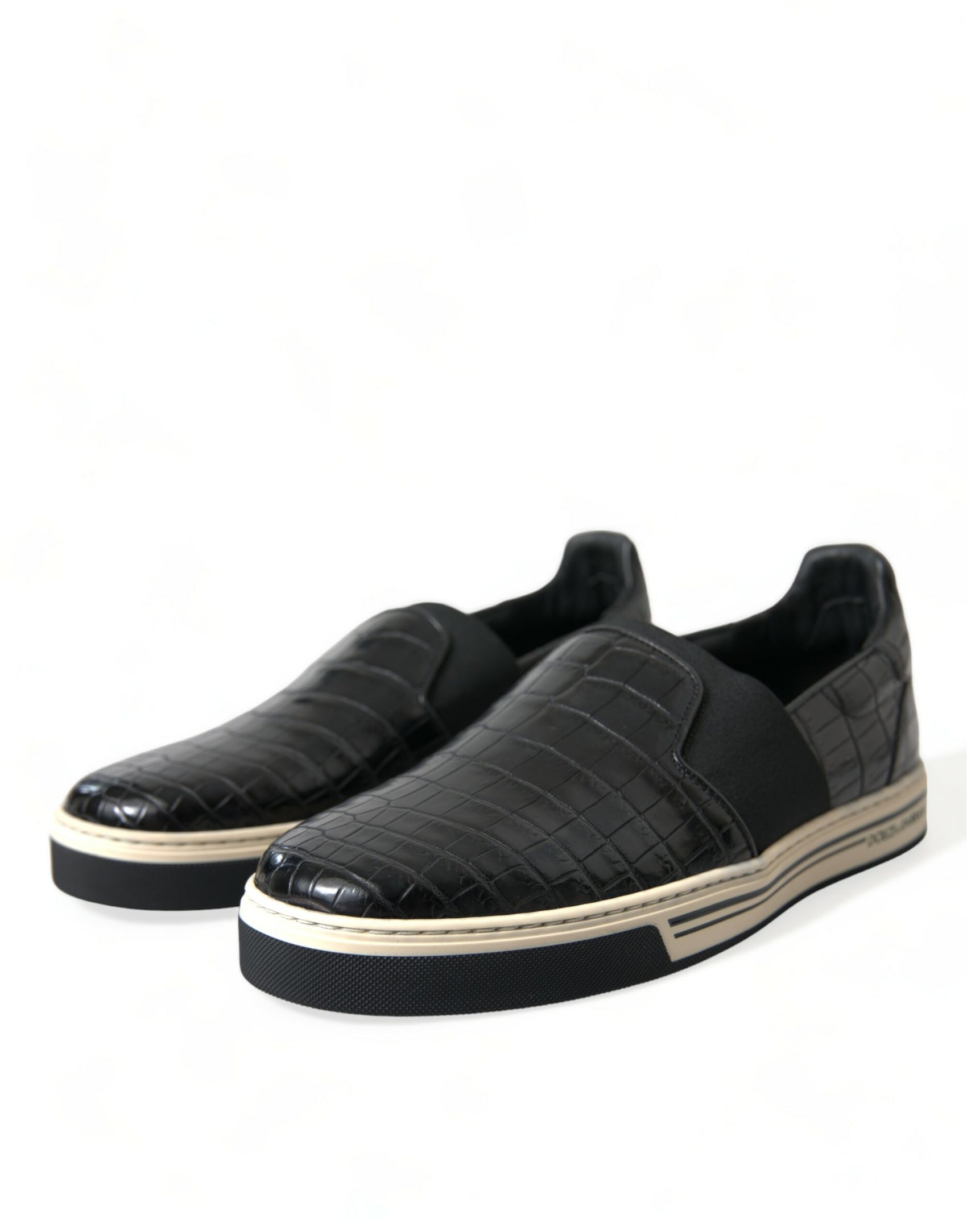 Eleganti sneakers basse in pelle di coccodrillo