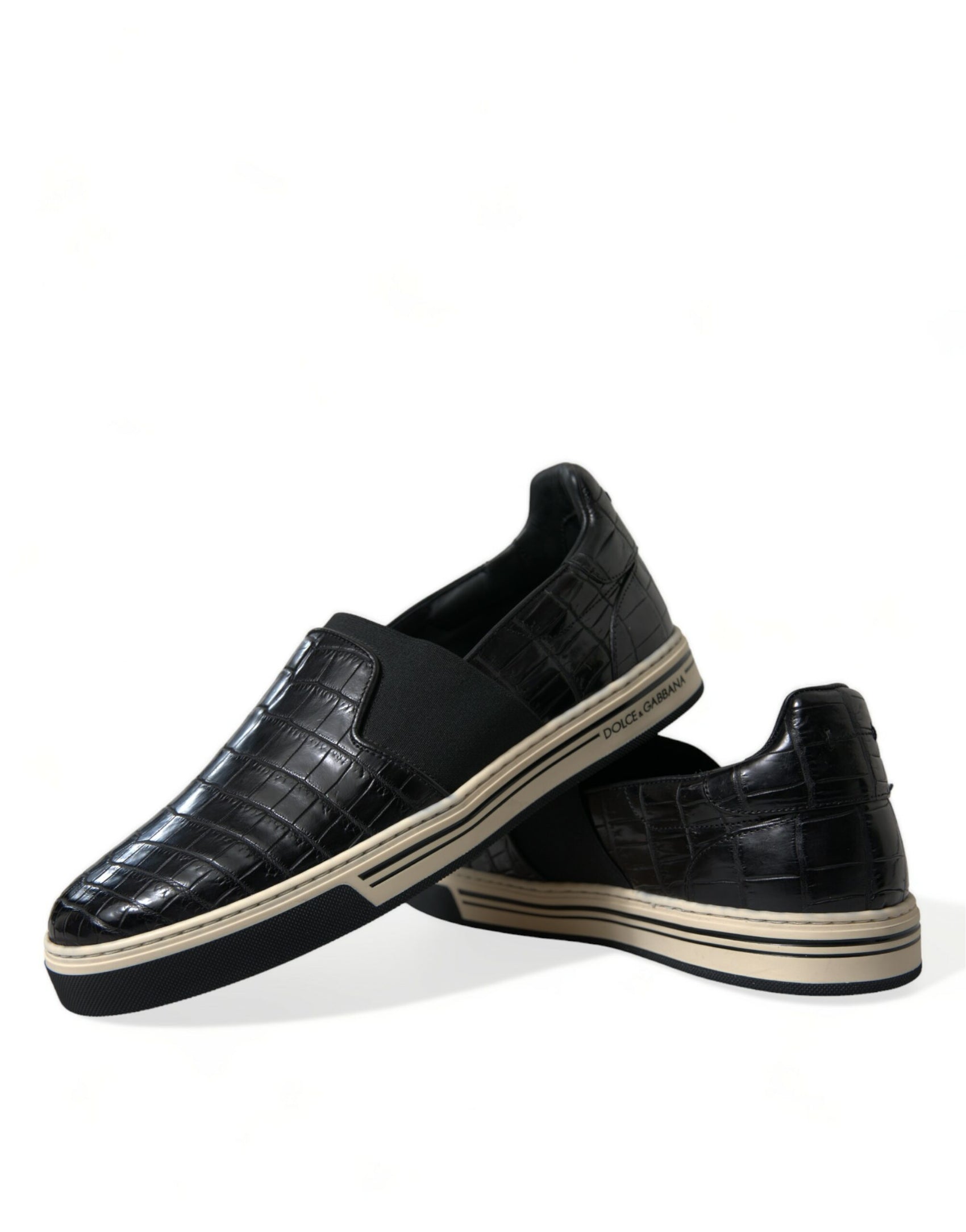 Eleganti sneakers basse in pelle di coccodrillo